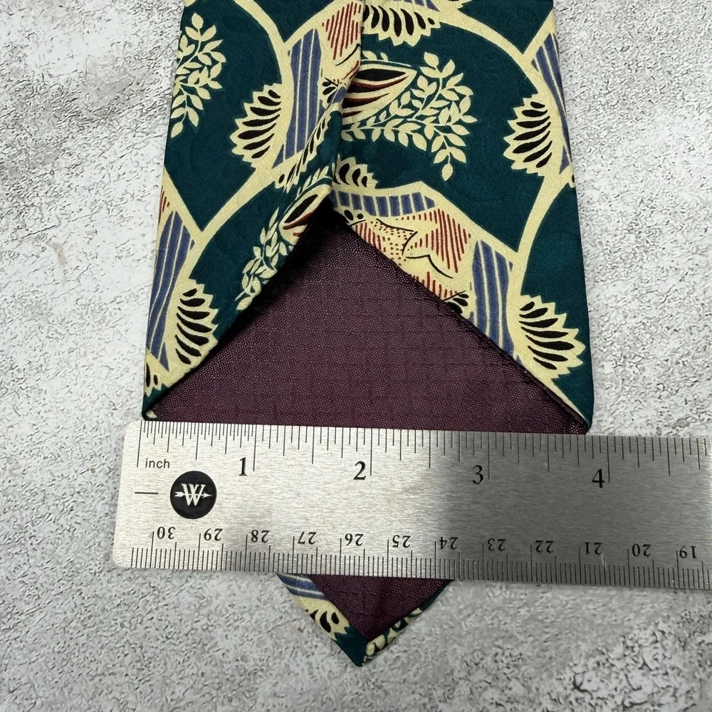 Christian Dior 100% Silk Tie Mens One Size Green Floral Made In‎ USA Necktie